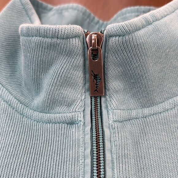Tommy Bahama Aqua Blue Quarter Zip Pullover Cotton Sweatshirt XL Marlin Logo - Picture 5 of 10
